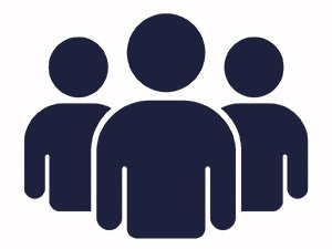 Flaticon Team mit drei stilisierten Personen Flaticon für Team mit drei stilisierten Personen in dunkelblauer Darstellung